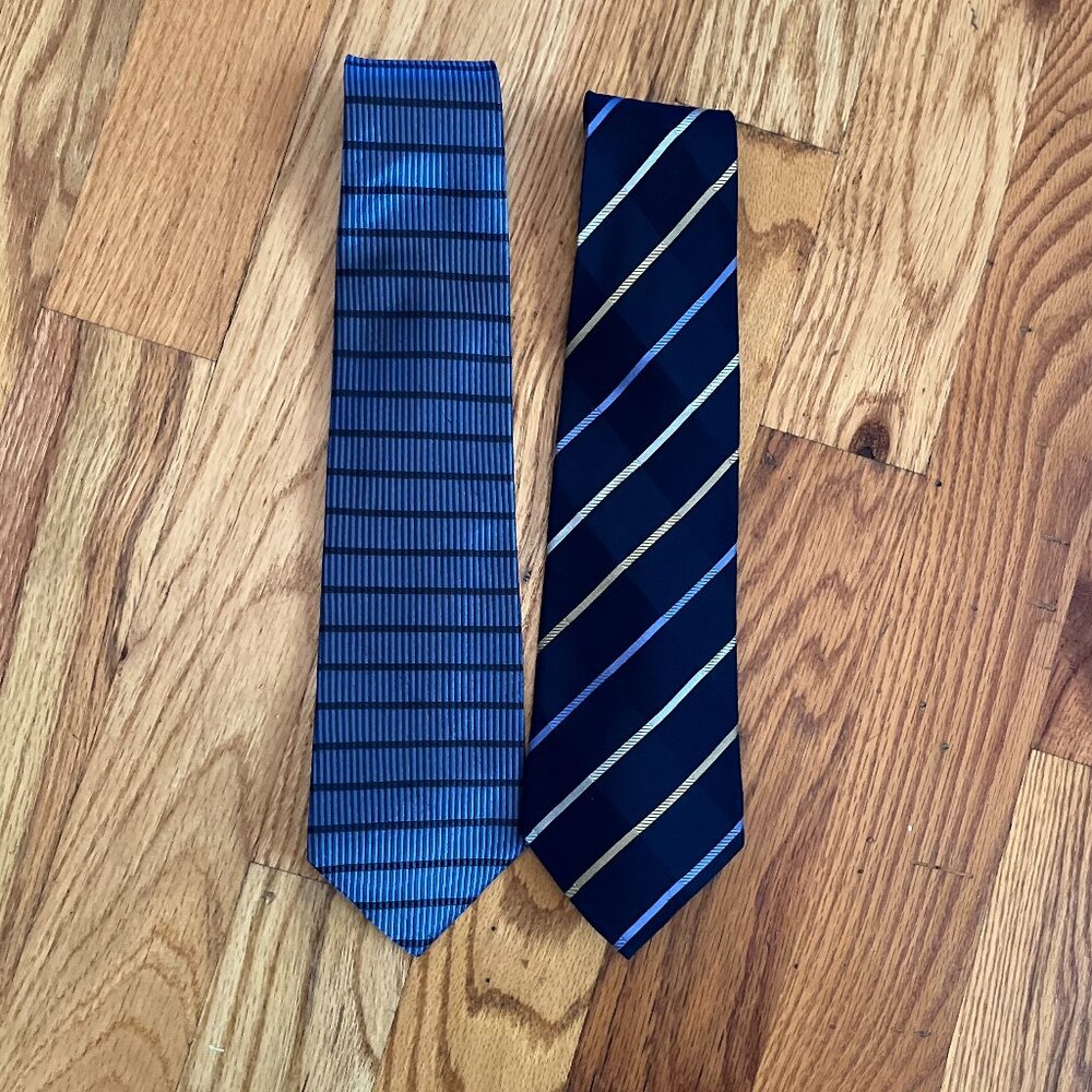 2 Geoffrey Beene Blue Silk Ties